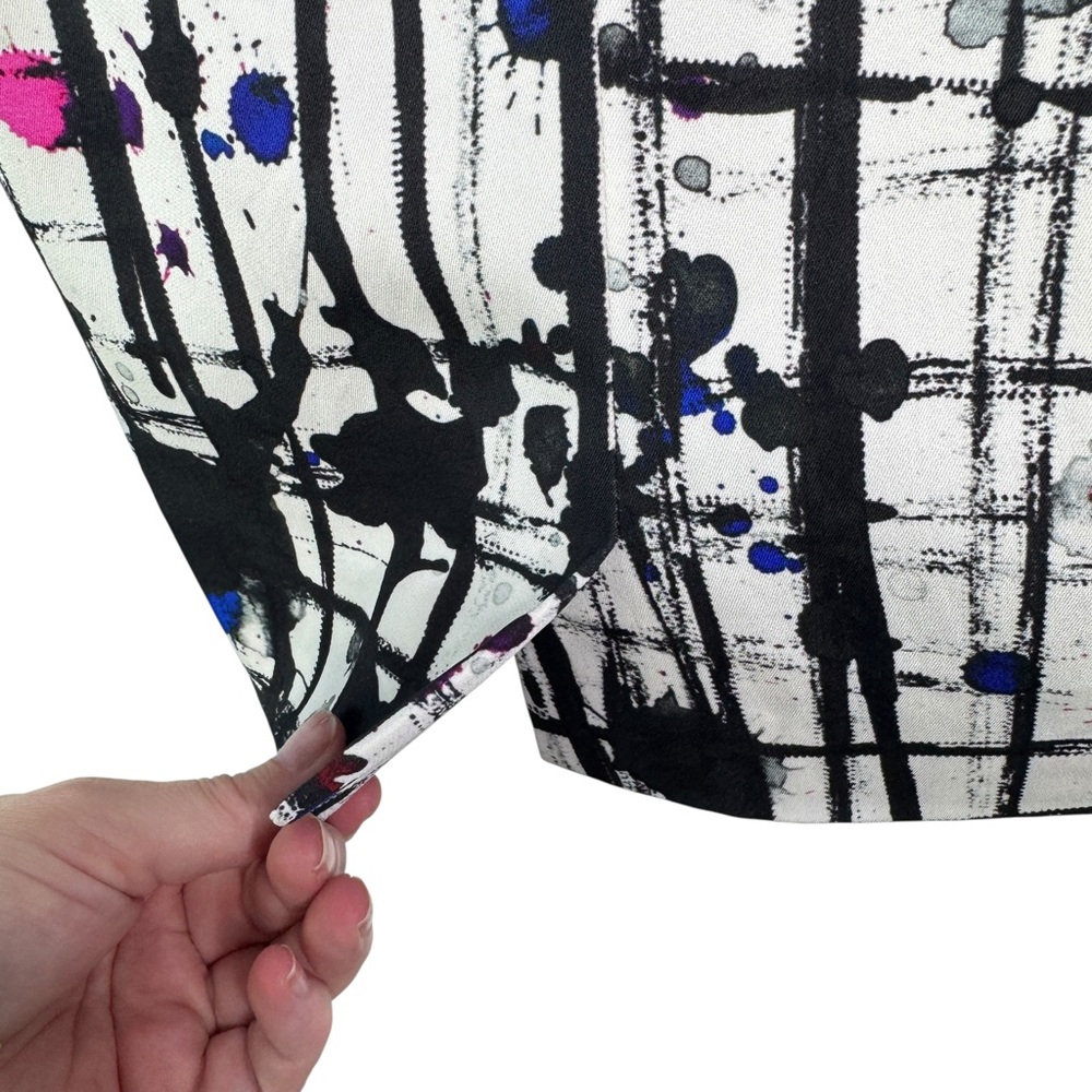 Milly Paint Splatter Scribble Abstract Shift Dress Sleeveless Career Workwear 2 - Picture 10 of 16